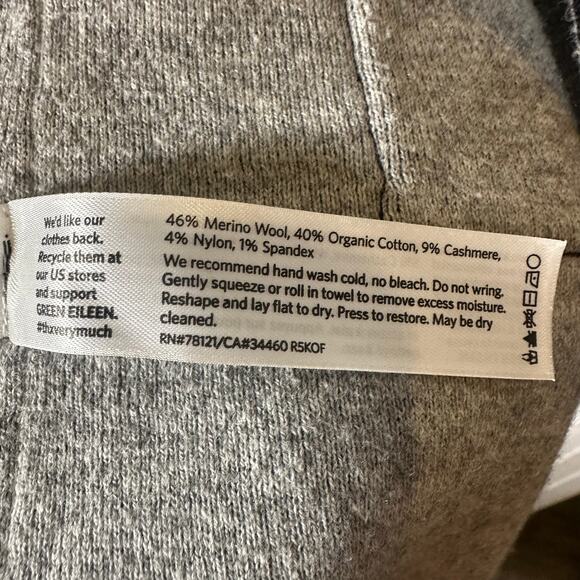 Eileen Fisher Gray Merino Wool Cotton Cashmere Blend Cardigan - Picture 4 of 4